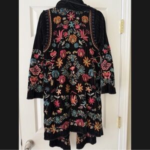 NEW Johnny Was Heavily Embroidered Kimono Velour Leonne Wrap Cardigan S Fits M L